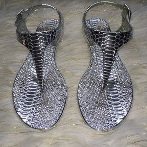Steve Madden Thong Silver Thong Sandals